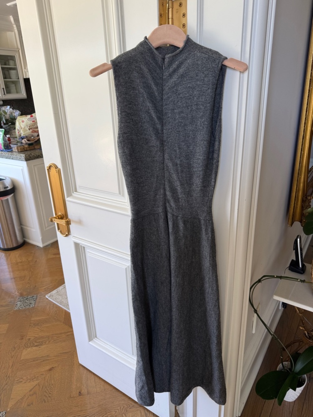 Sleeveless Mockneck Knit Wide-Leg Dress in Gray - Picture 4 of 5